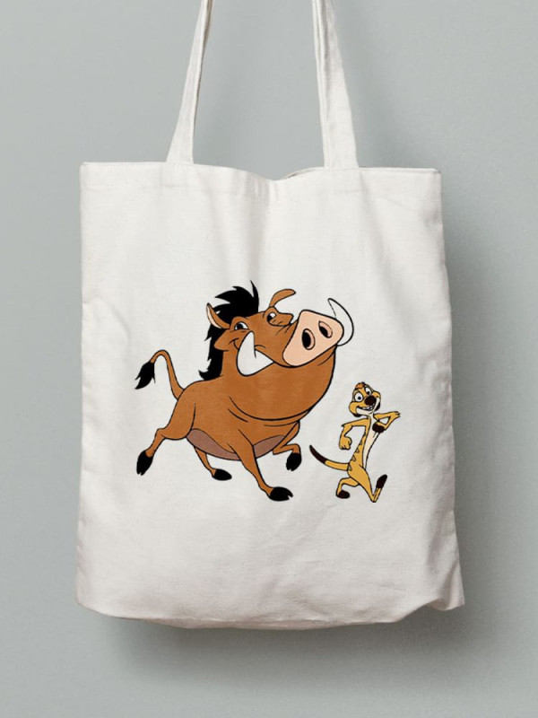 Екосумка шопер з бавовни 38х40см з принтом Тімон та Пумба - 0335