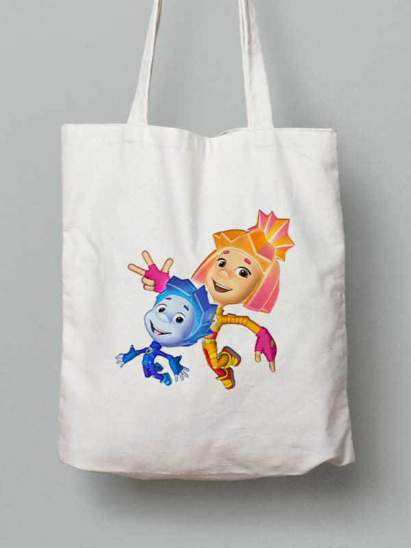 Екосумка шопер з бавовни 38х40см з принтом Фіксікі - 0339