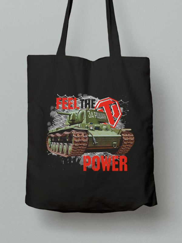Екосумка шопер з бавовни 38х40см з принтом Feel the Tank power - Танчики WOW - 1612