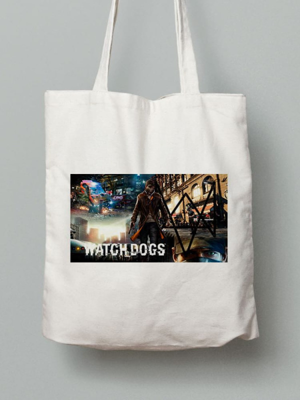 Екосумка шопер з бавовни 38х40см з принтом Watch dogs - Сторожові пси - 1635