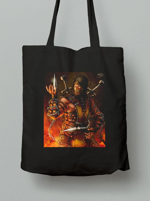 Екосумка шопер з бавовни 38х40см з принтом Скорпіон Мортал Комбат - 1645