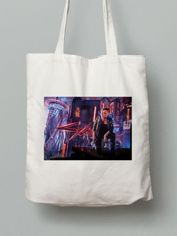 Екосумка шопер з бавовни 38х40см з принтом Cyberpunk 2077 (Кіберпанк 2077) – 2508