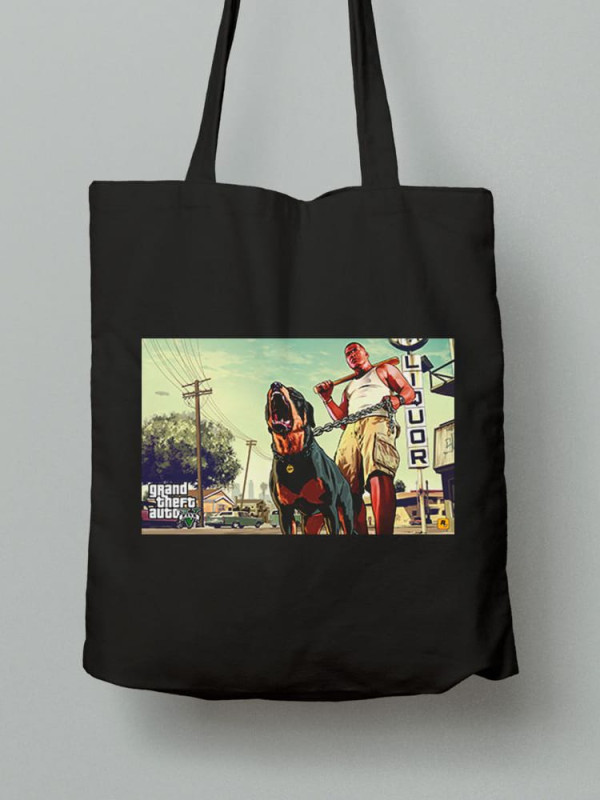 Екосумка шопер з бавовни 38х40см з принтом GTA 5 - ГТА 5 - 2511