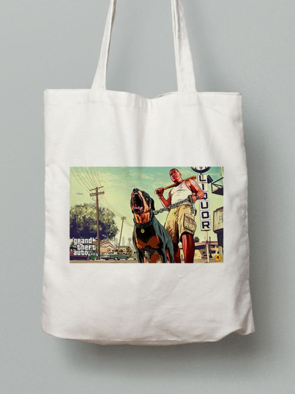 Екосумка шопер з бавовни 38х40см з принтом GTA 5 - ГТА 5 - 2511