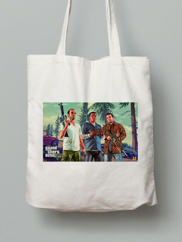 Екосумка шопер з бавовни 38х40см з принтом GTA 5 - ГТА 5 - 2515