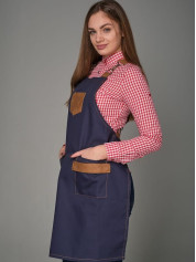 Фартух для офіціанта і бармена з нагрудником синій